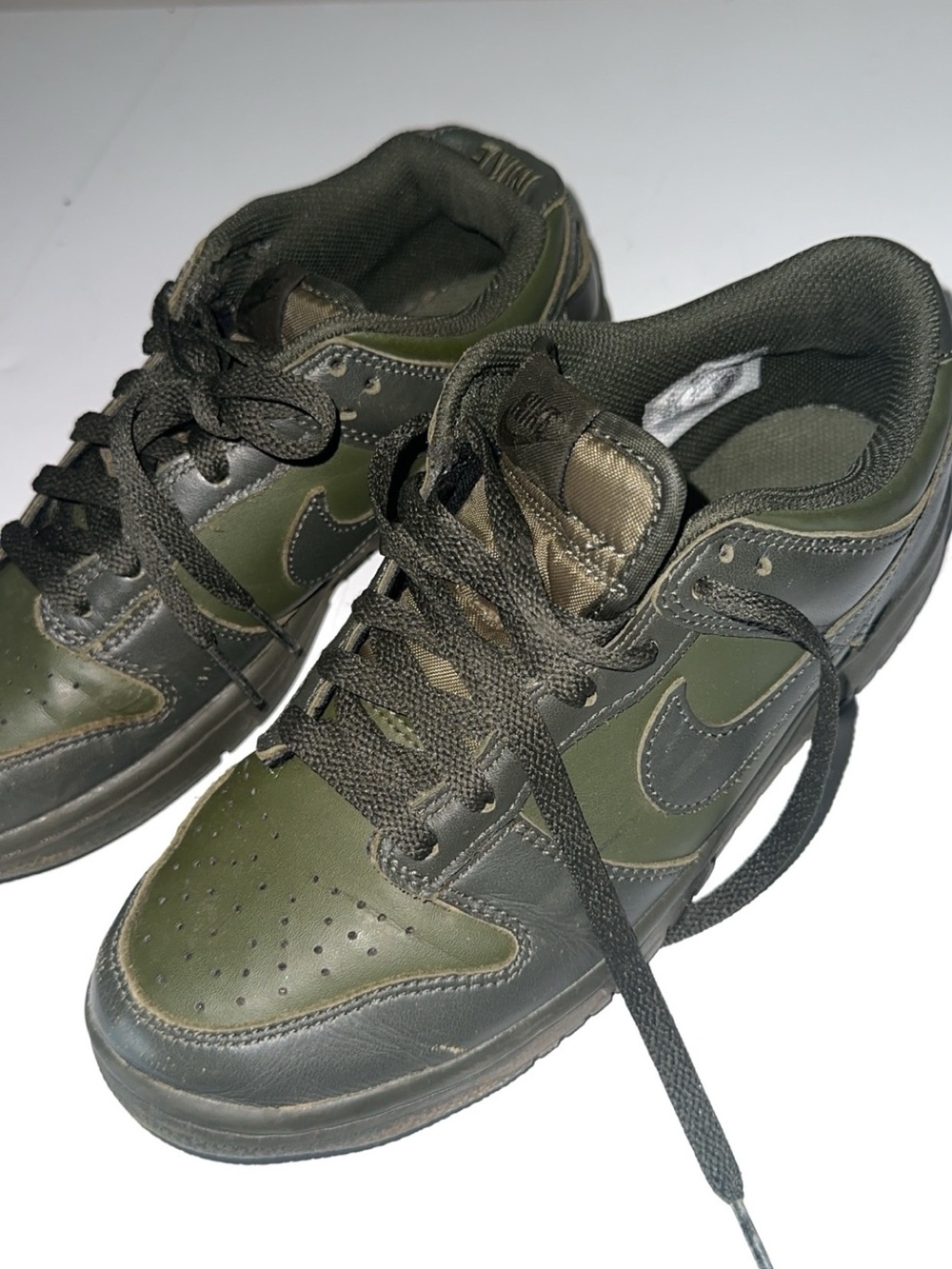 Kids Low-Top Athletic Sneakers in Olive Green and Black